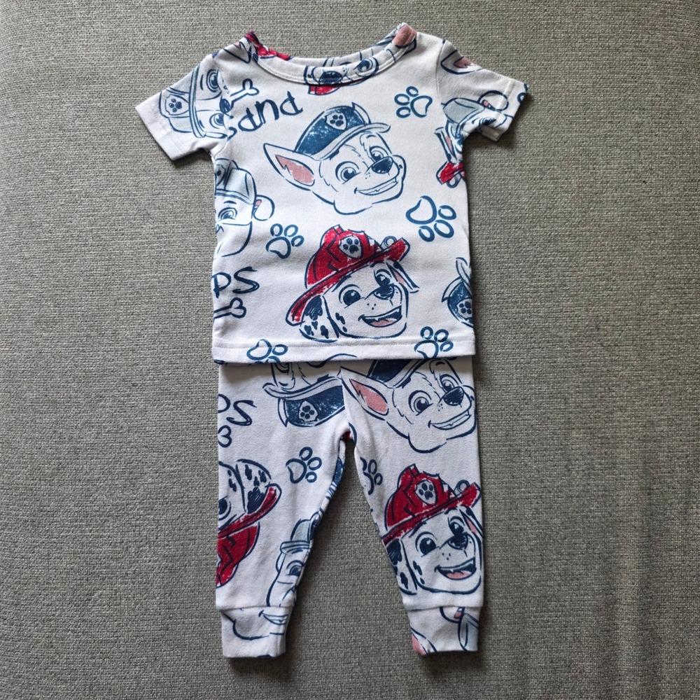 Paw Patrol‎ Marshall Chase Pajama Set 12M White Blue Red Snug Fit 2 Piece PJ